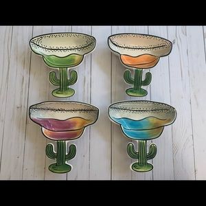 Set of 4 Texas Margarita salsa bowls, Cactus Stem